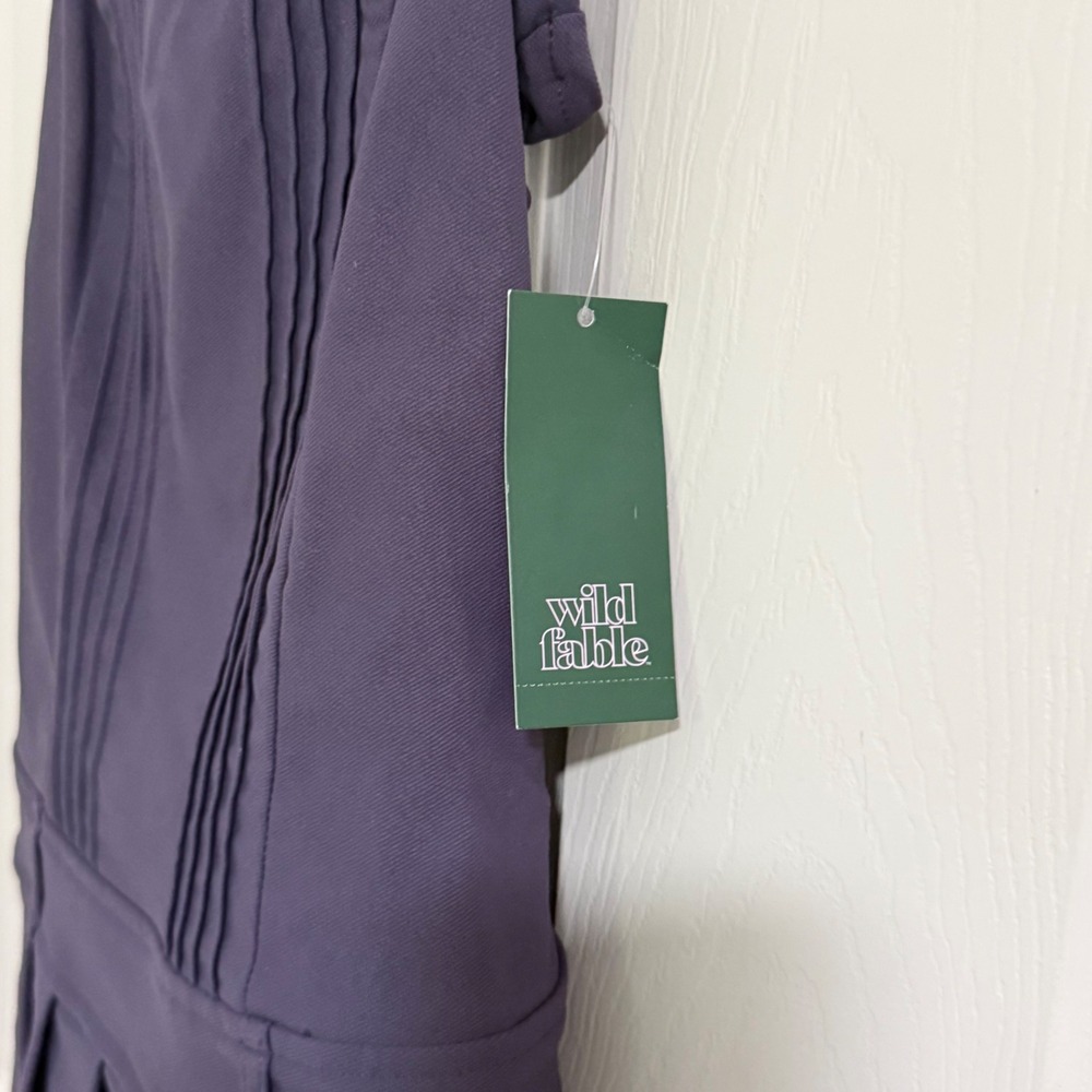 Wild Fable Purple Pintuck Pleated Mini Dress NWT Dark Academia Preppy School XXS - Picture 6 of 10